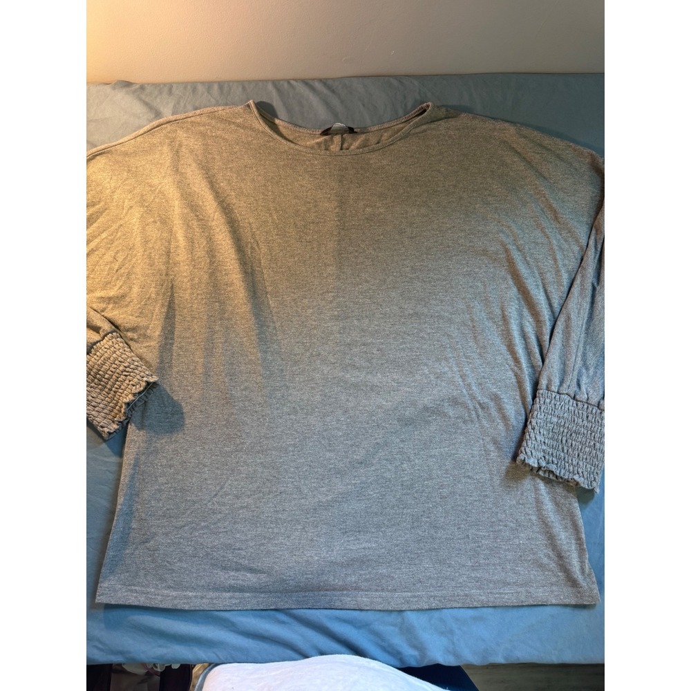 Dokotoo Womens Heather Grey Smocked Cuff Dolman Long Sleeve Top Size XL